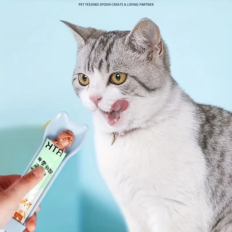 Cat Treat Feeder Spoon Lickable Wet Cat Treat Squeeze Tool 6