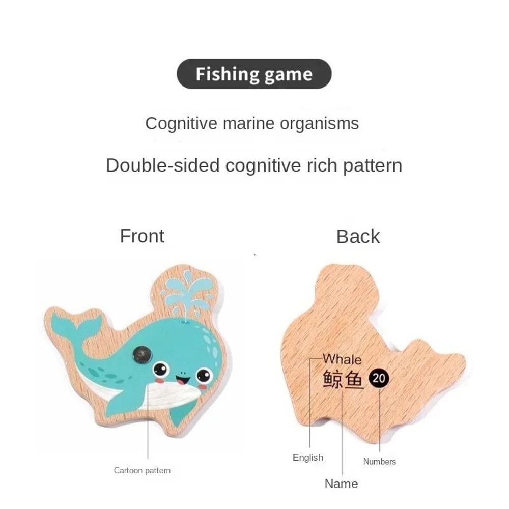 Montessori Wooden Fishing Toy Marine Life Educational Game For Kids 5