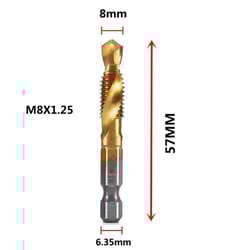 titanium coated metric tap drill bit set hex shank thread tapping tool