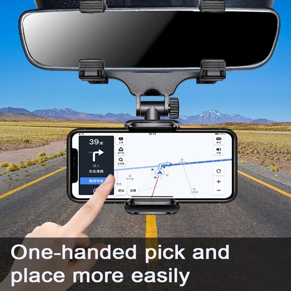 SEAMETAL Rearview Mirror Phone Holder Adjustable Car Phone Mount For Hands Free Driving 3