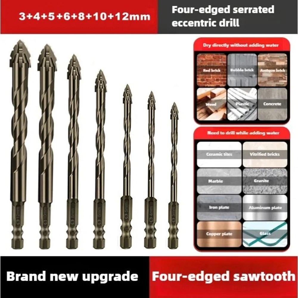 Four Edge Dry Drill Bit For Ceramic Tile Marble And Concrete Precision Cutting Tool 8