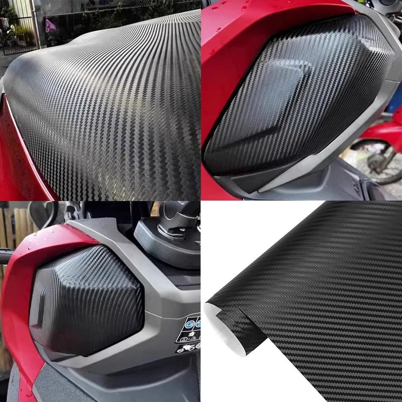 3D Carbon Fiber Vinyl Wrap Black Car And Motorcycle Body Styling Film 5