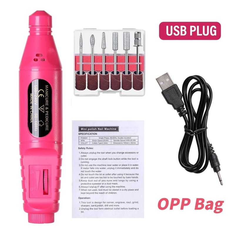LINMANDA 6 In 1 Electric Nail Drill Portable Manicure Nail File Kit 4