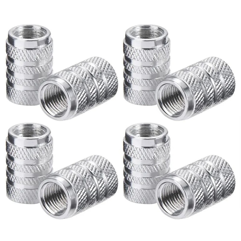 Aluminum Tire Valve Caps Knurled Car Wheel Air Stem Covers Set Of 4 9