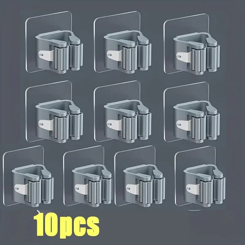 Self Adhesive Mop Holder Wall Mounted Broom Organizer Hook 10