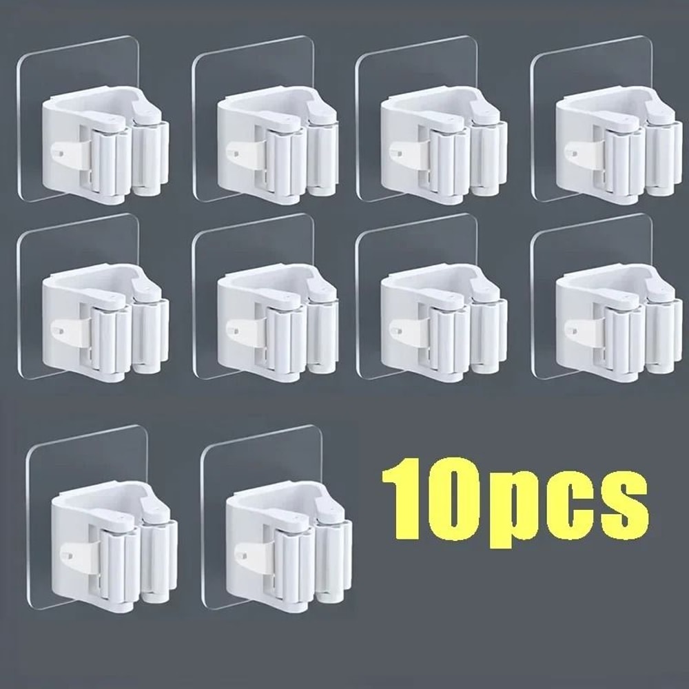 Self Adhesive Mop Holder Wall Mounted Broom Organizer Hook 9