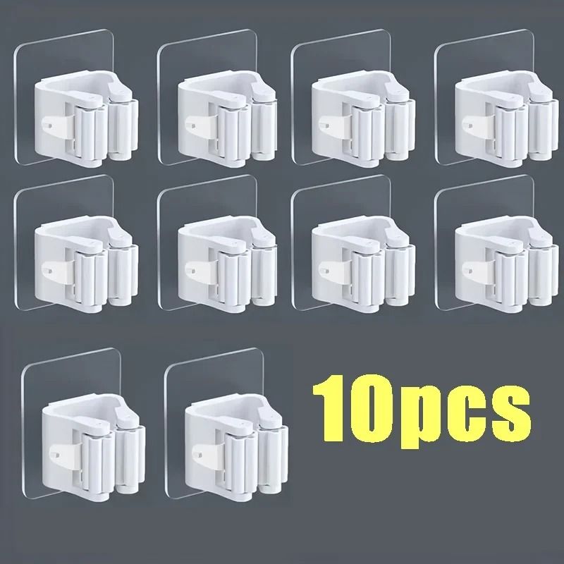 Self Adhesive Mop Holder Wall Mounted Broom Organizer Hook 9