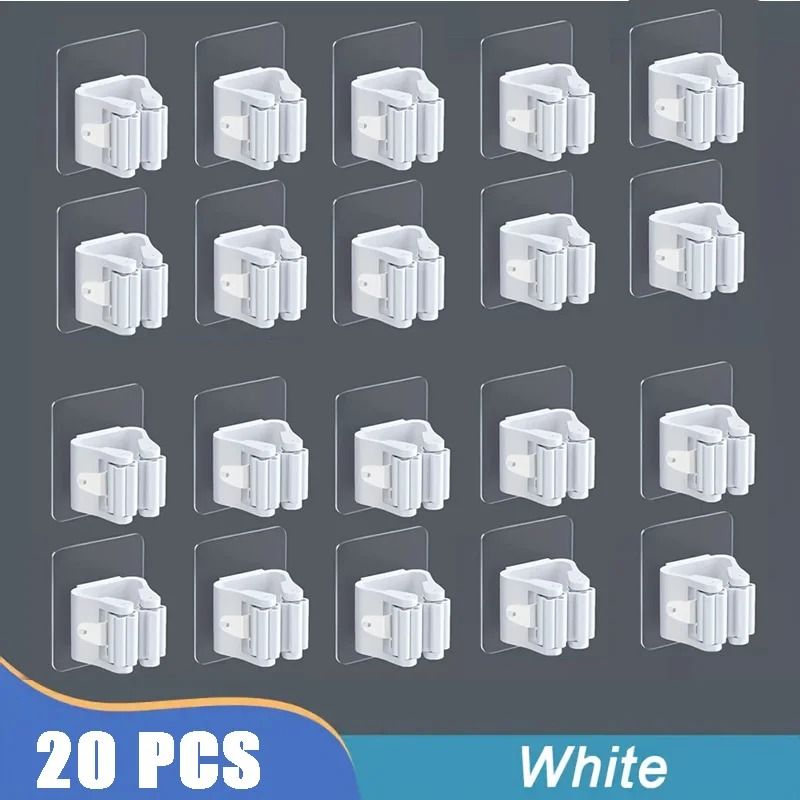 Self Adhesive Mop Holder Wall Mounted Broom Organizer Hook 14