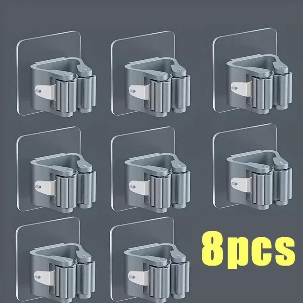 Self Adhesive Mop Holder Wall Mounted Broom Organizer Hook 8