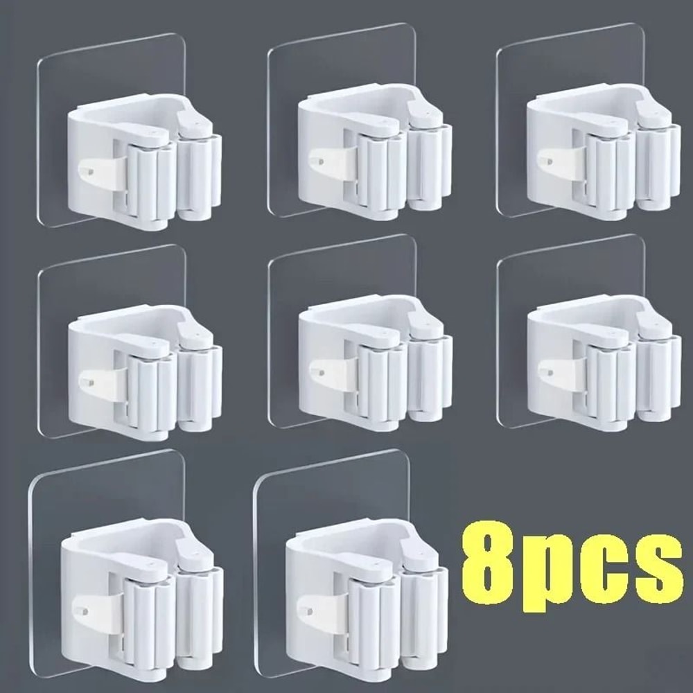 Self Adhesive Mop Holder Wall Mounted Broom Organizer Hook 7