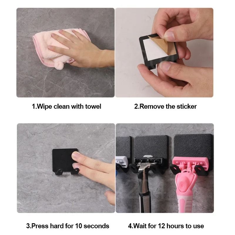 Wall Mounted Shaving Razor Holder Multifunction Bathroom Storage Hook 7