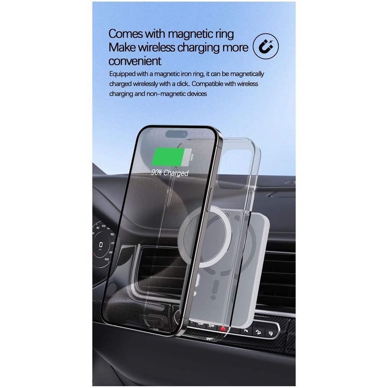 Magnetic Car Wireless Charger 15W MagSafe Phone Holder Fast Charging Mount 1