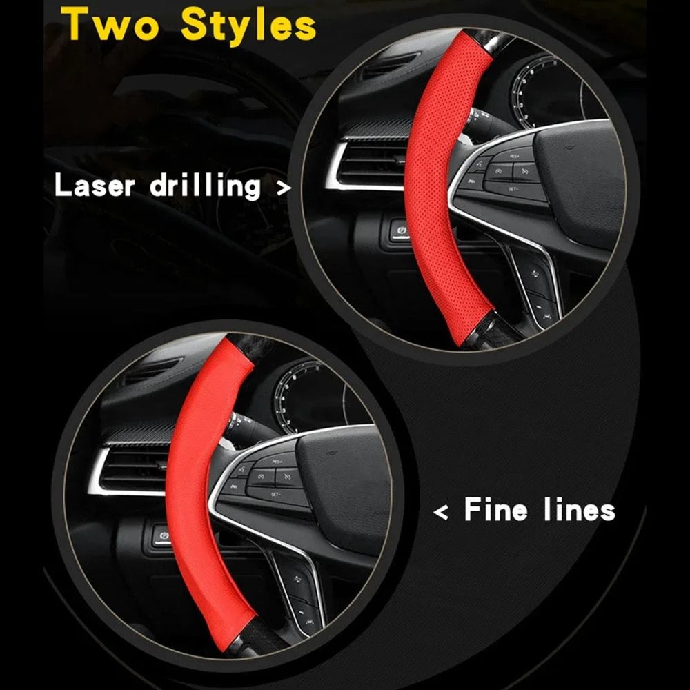Carbon Fiber Leather Car Steering Wheel Cover Anti Slip Universal Fit 3