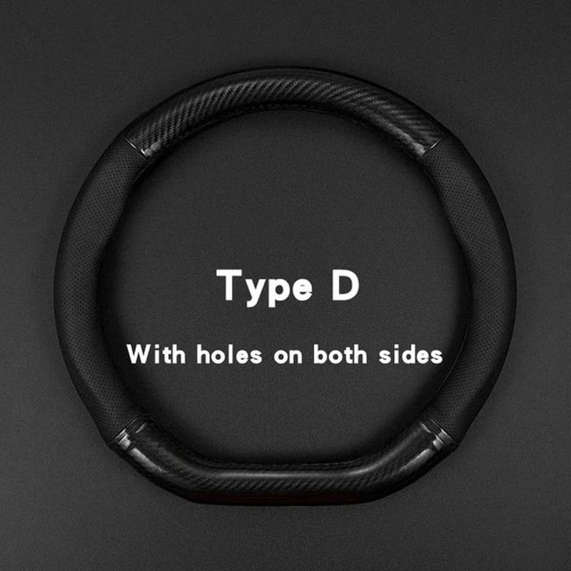 Carbon Fiber Leather Car Steering Wheel Cover Anti Slip Universal Fit 1