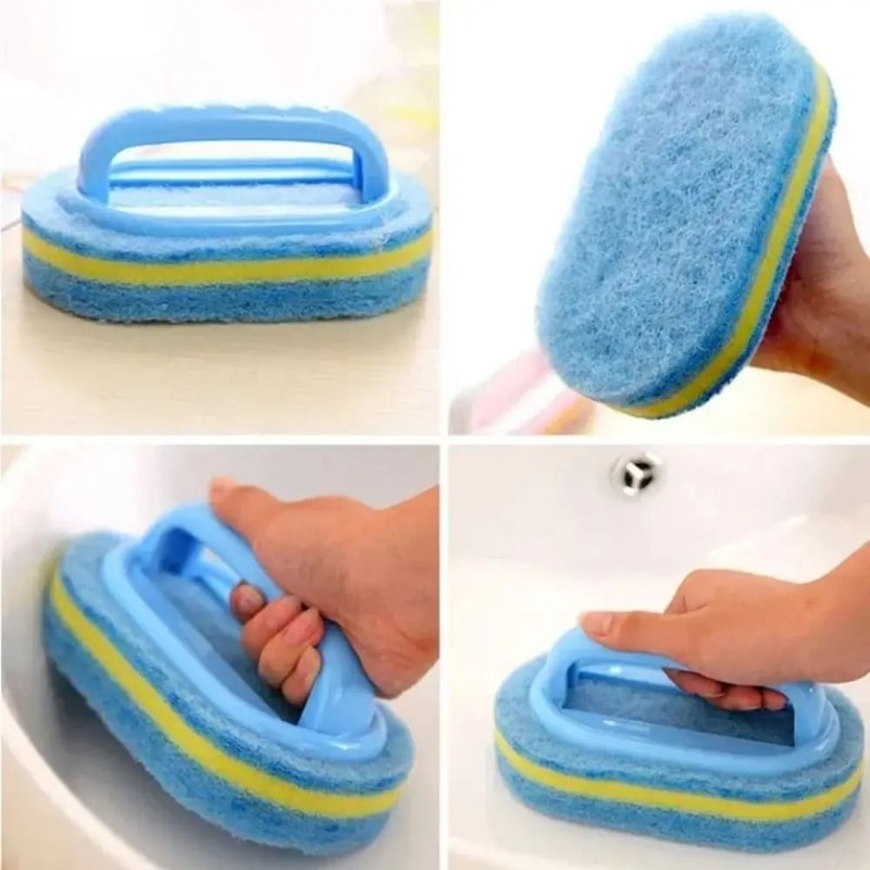 Thickened Cleaning Brush With Handle Kitchen And Bathroom Sponge Scrubber 4