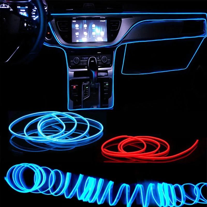 Car Interior LED Light EL Wire Neon Strip USB Ambient Decorative Lighting 0
