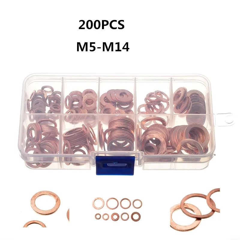 Copper Sealing Washer Set Oil Drain Plug Gasket Copper Crush Washers 3