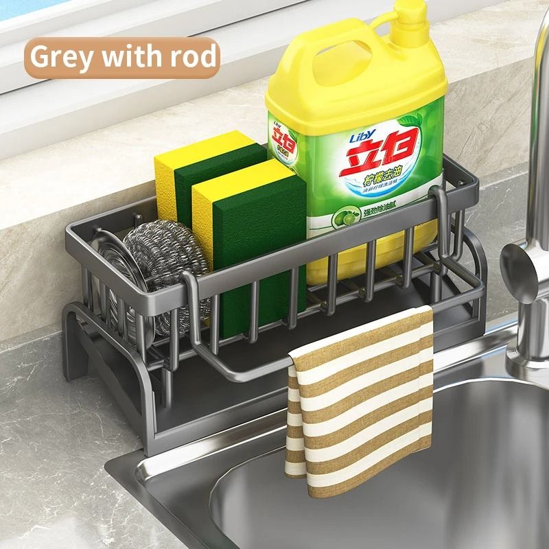 Kitchen Sink Organizer Sponge Holder Draining Rack For Cleaning Tools 2