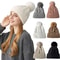 Winter Knit Beanie Hat With Fur Pompom Warm Velvet Lined Cap 0