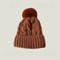 Winter Knit Beanie Hat With Fur Pompom Warm Velvet Lined Cap 7