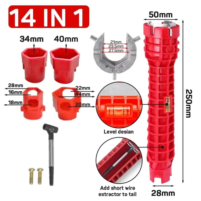 14 In 1 Faucet Sink Wrench Plumbing Repair And Installation Tool Kit 2
