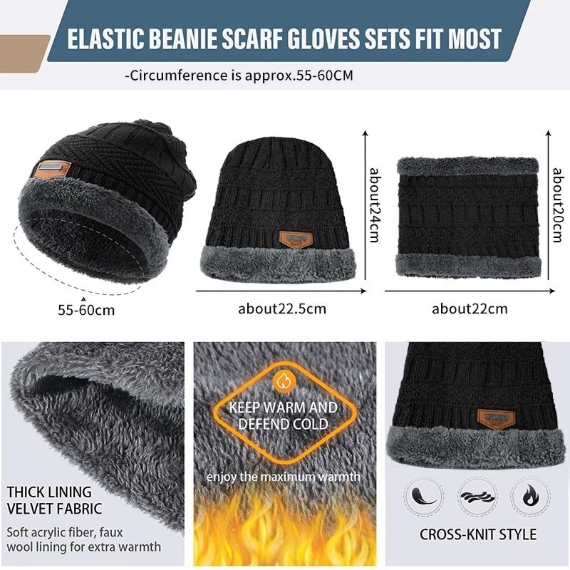 Winter Beanie Hat Knitted Balaclava With Neck Scarf For Men And Women 7