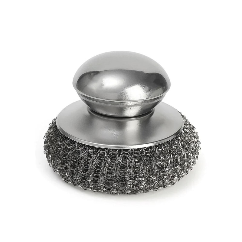 Stainless Steel Pot Brush Heavy Duty Metal Scrubber With Handle 2