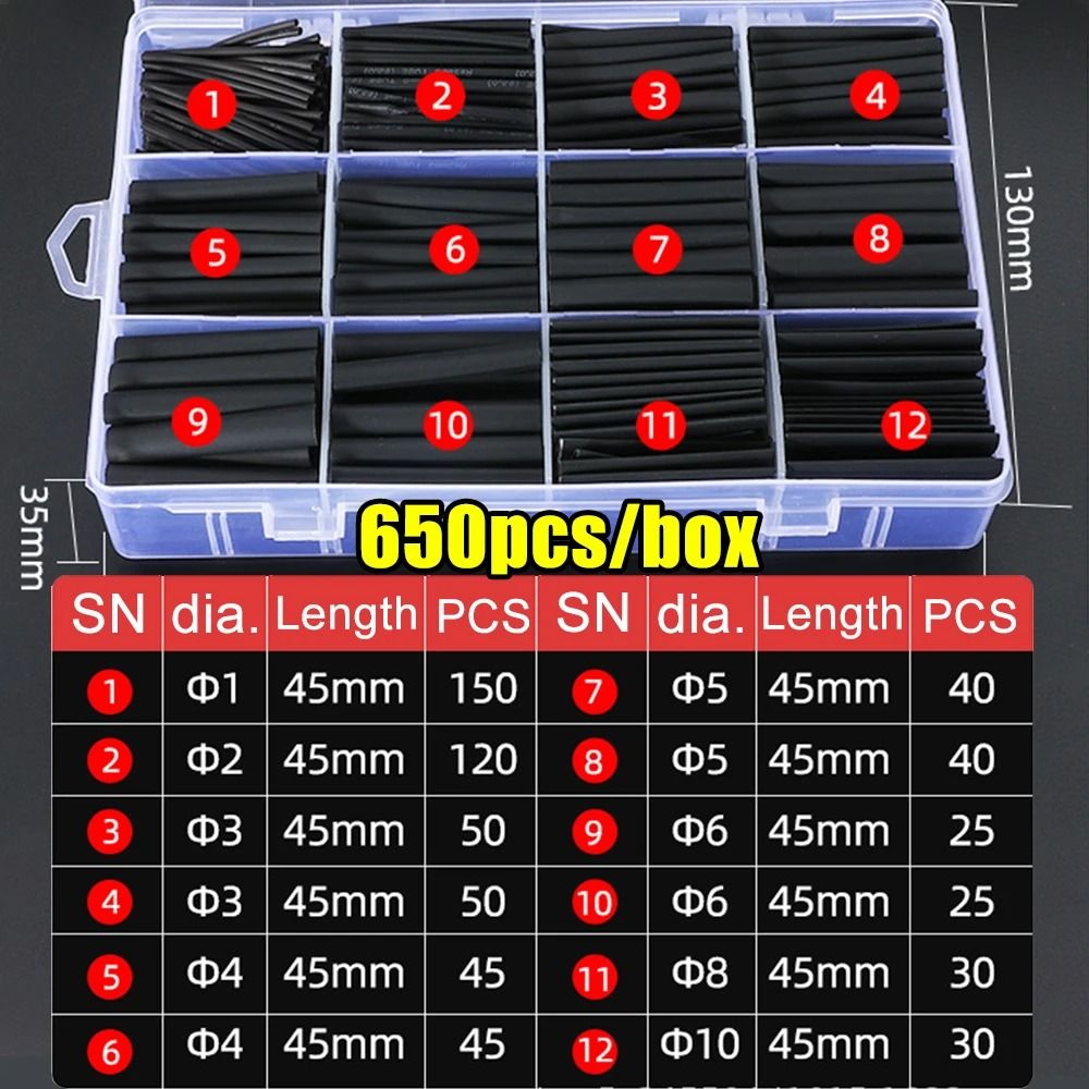 Heat Shrink Tube Kit For Electrical Wire Insulation And Cable Protection 6