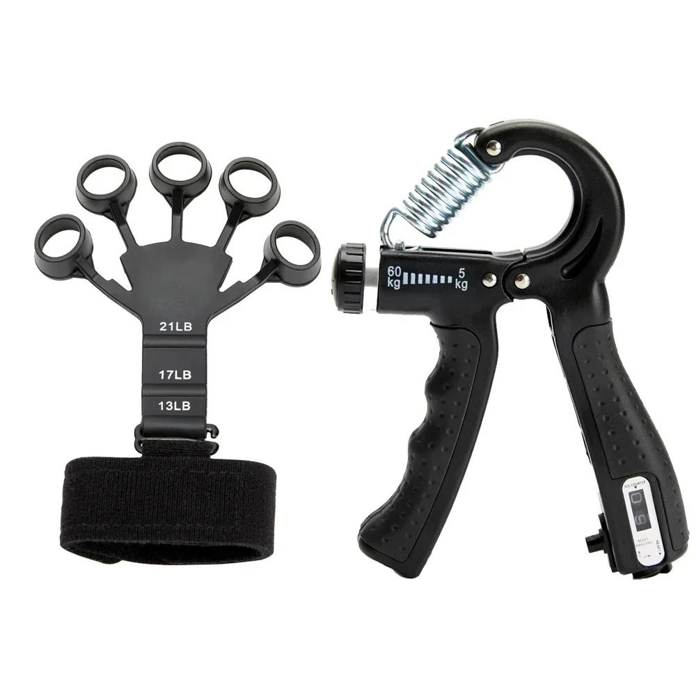 Adjustable Hand Grip Strengthener With Finger Exerciser 5 To 60Kg Trainer 1