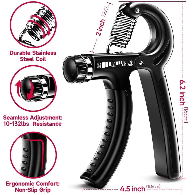 Adjustable Hand Grip Strengthener With Finger Exerciser 5 To 60Kg Trainer 5