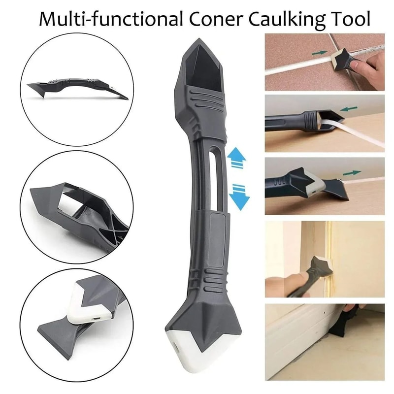 3 In 1 Silicone Caulking Tool Glue Remover And Grout Scraper 4