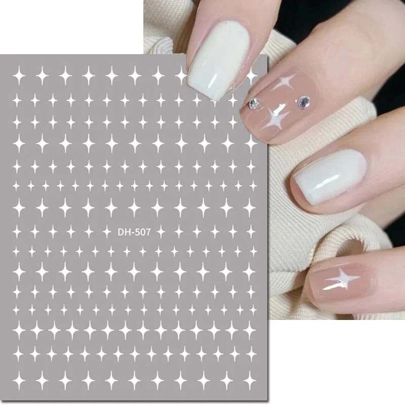3D Nail Art Stickers Love Heart Star Cloud French Tip Nail Decals 3