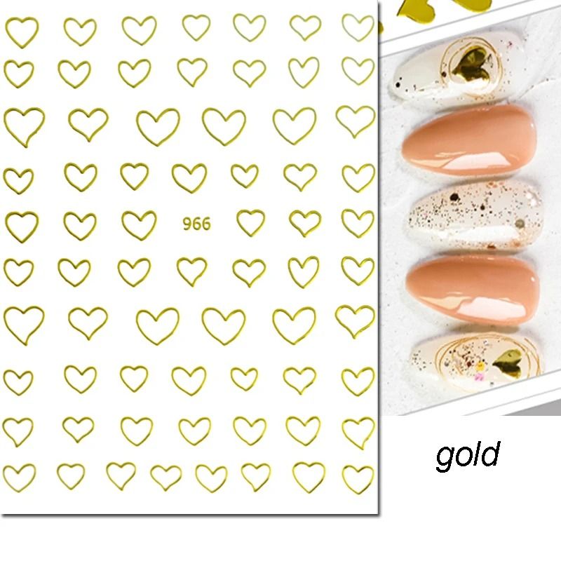 3D Nail Art Stickers Love Heart Star Cloud French Tip Nail Decals 16