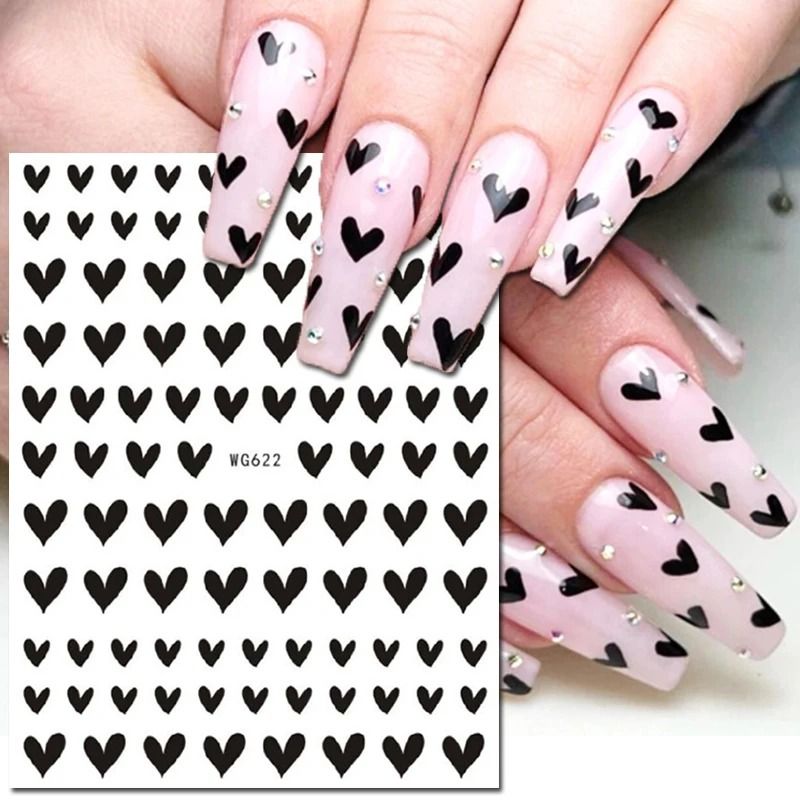 3D Nail Art Stickers Love Heart Star Cloud French Tip Nail Decals 25