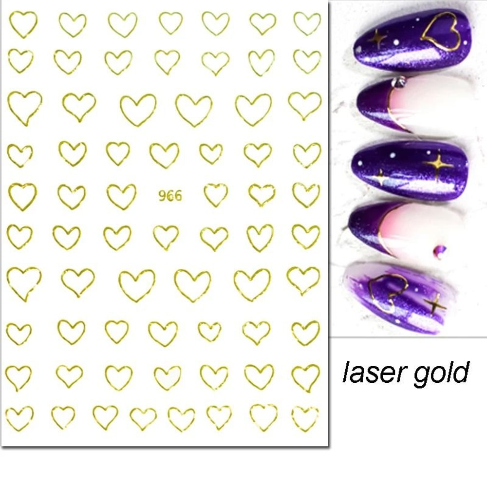 3D Nail Art Stickers Love Heart Star Cloud French Tip Nail Decals 17