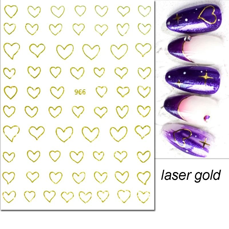 3D Nail Art Stickers Love Heart Star Cloud French Tip Nail Decals 17