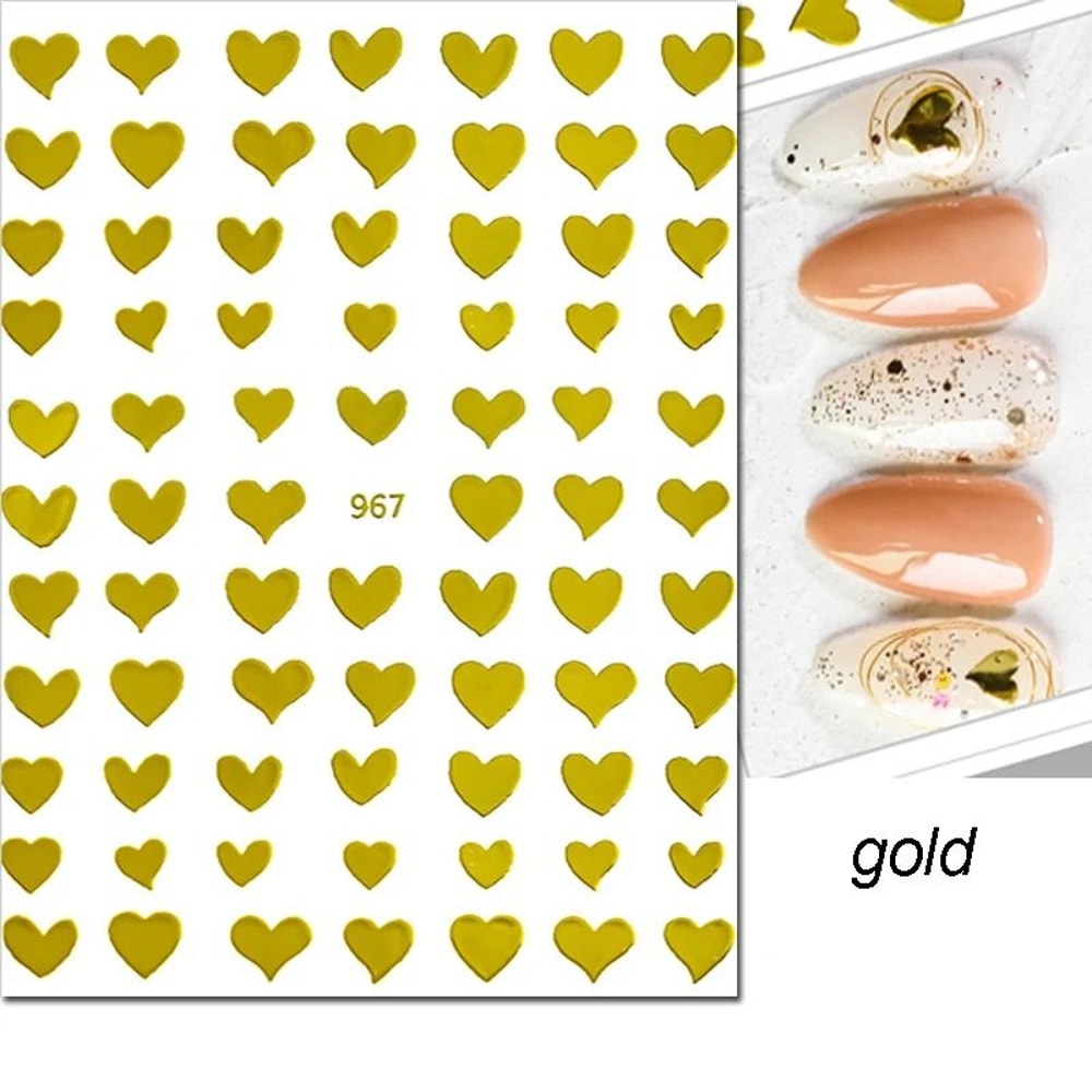 3D Nail Art Stickers Love Heart Star Cloud French Tip Nail Decals 18