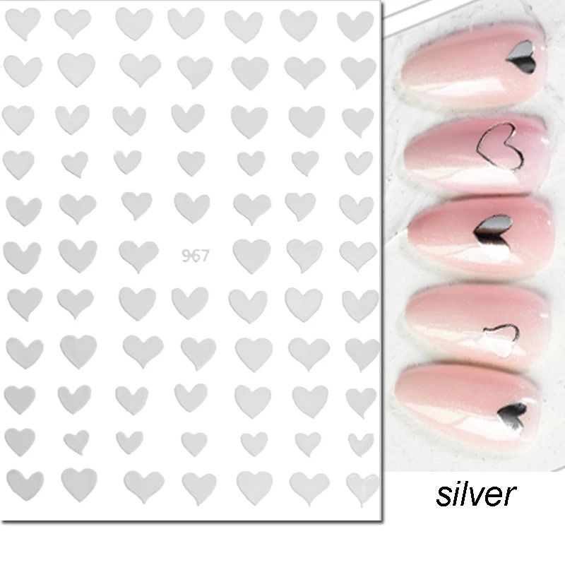 3D Nail Art Stickers Love Heart Star Cloud French Tip Nail Decals 19