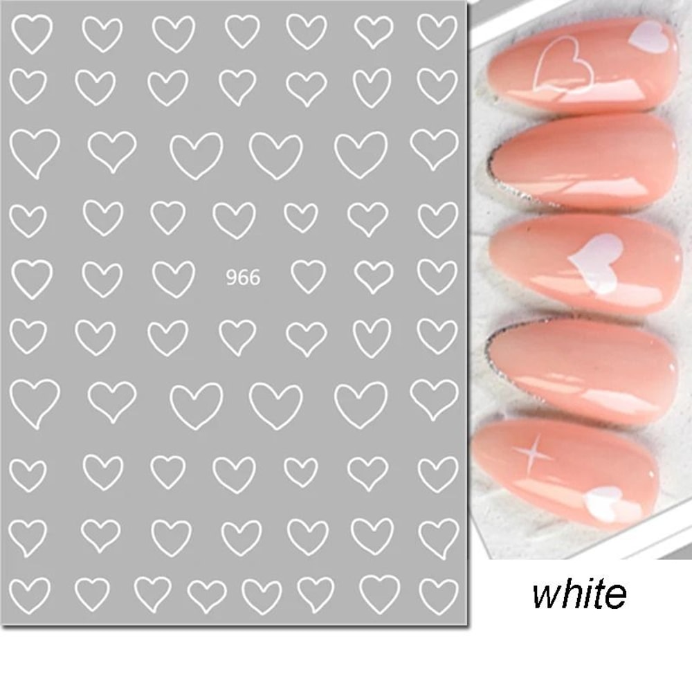 3D Nail Art Stickers Love Heart Star Cloud French Tip Nail Decals 20