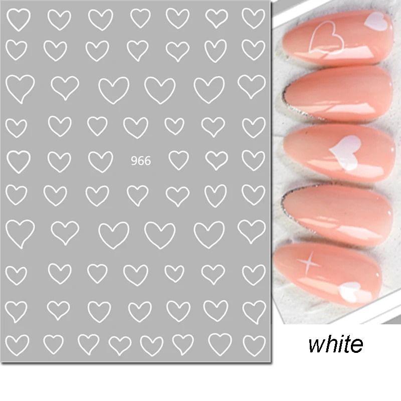3D Nail Art Stickers Love Heart Star Cloud French Tip Nail Decals 20