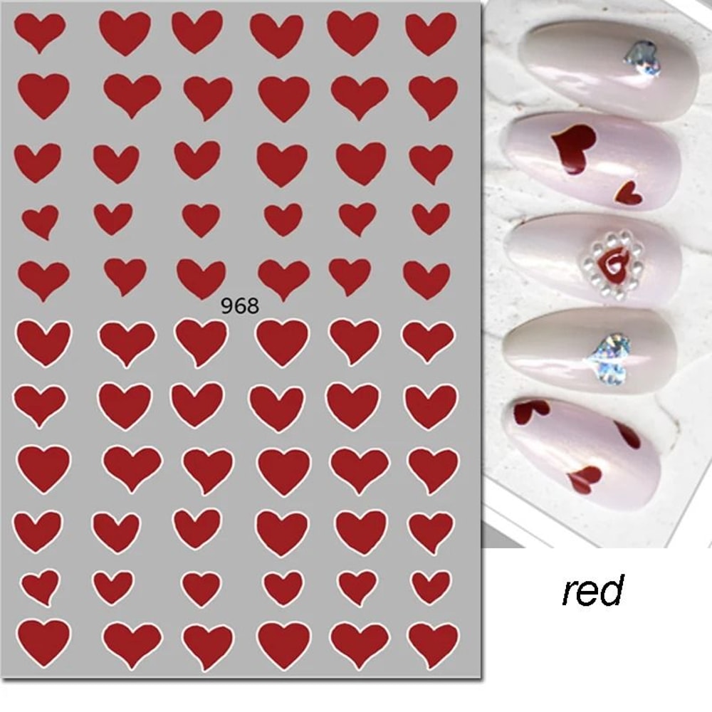 3D Nail Art Stickers Love Heart Star Cloud French Tip Nail Decals 21