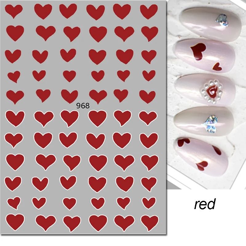 3D Nail Art Stickers Love Heart Star Cloud French Tip Nail Decals 21