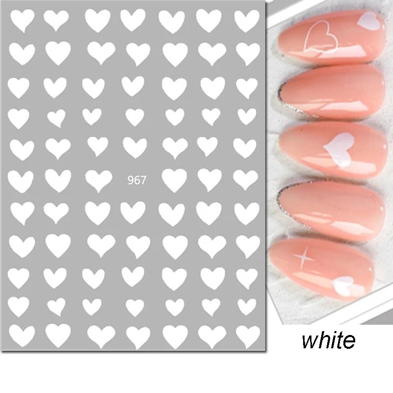 3D Nail Art Stickers Love Heart Star Cloud French Tip Nail Decals 22