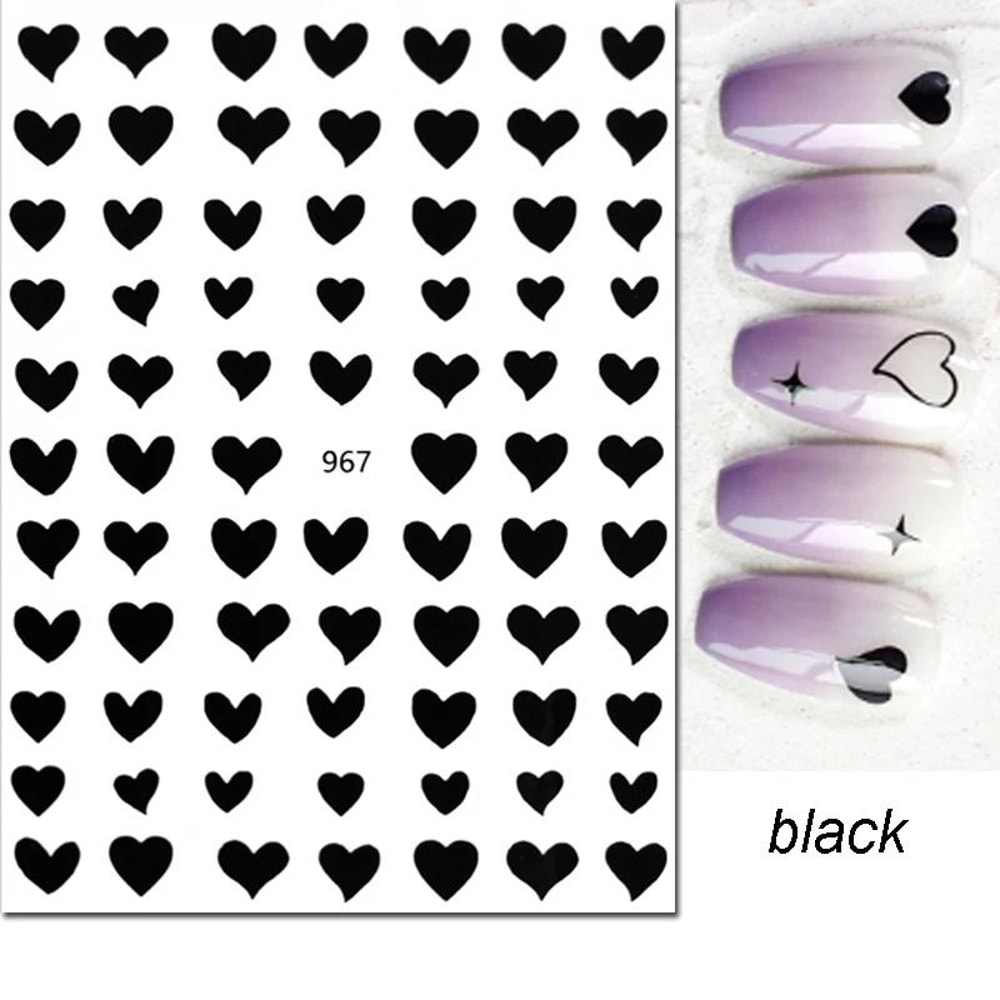 3D Nail Art Stickers Love Heart Star Cloud French Tip Nail Decals 23
