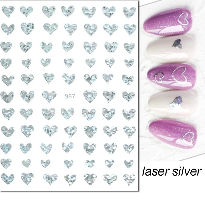 3D Nail Art Stickers Love Heart Star Cloud French Tip Nail Decals 27