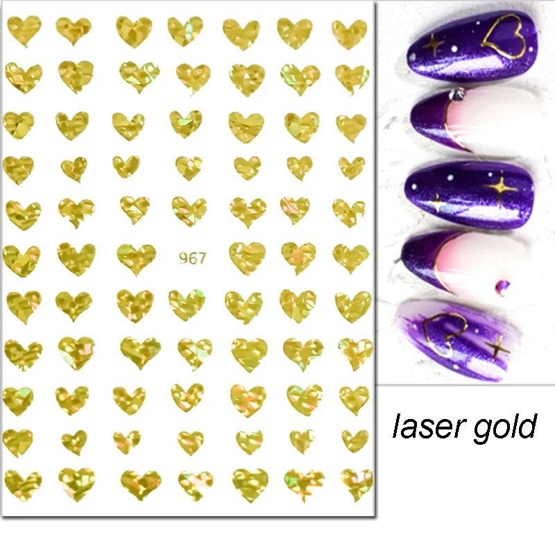 3D Nail Art Stickers Love Heart Star Cloud French Tip Nail Decals 28