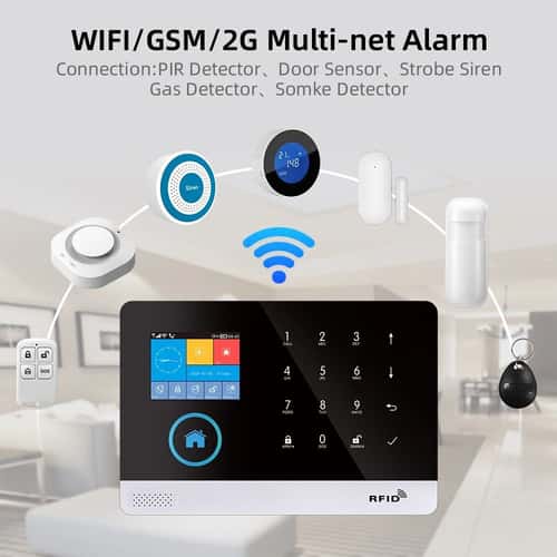 PGST 103 Smart Home Security System Wireless GSM WiFi Alarm with Motion Sensor and App Control