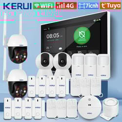 kerui tuya 4g wifi home alarm system wireless security kit with 7 inch touch screen panel