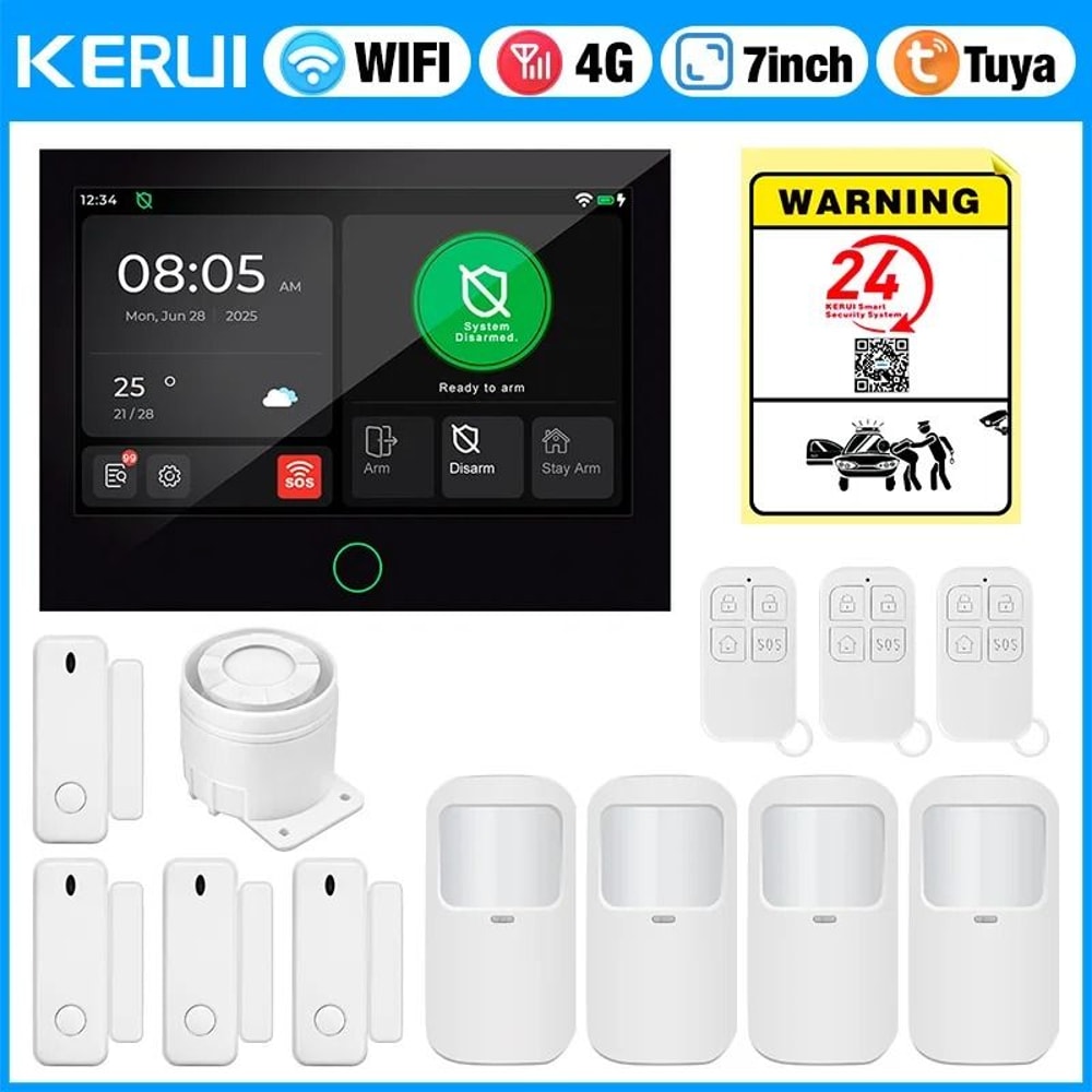 KERUI 4G WiFi Home Alarm System Tuya Smart Wireless Security Kit With 7 Inch Touch Screen 2