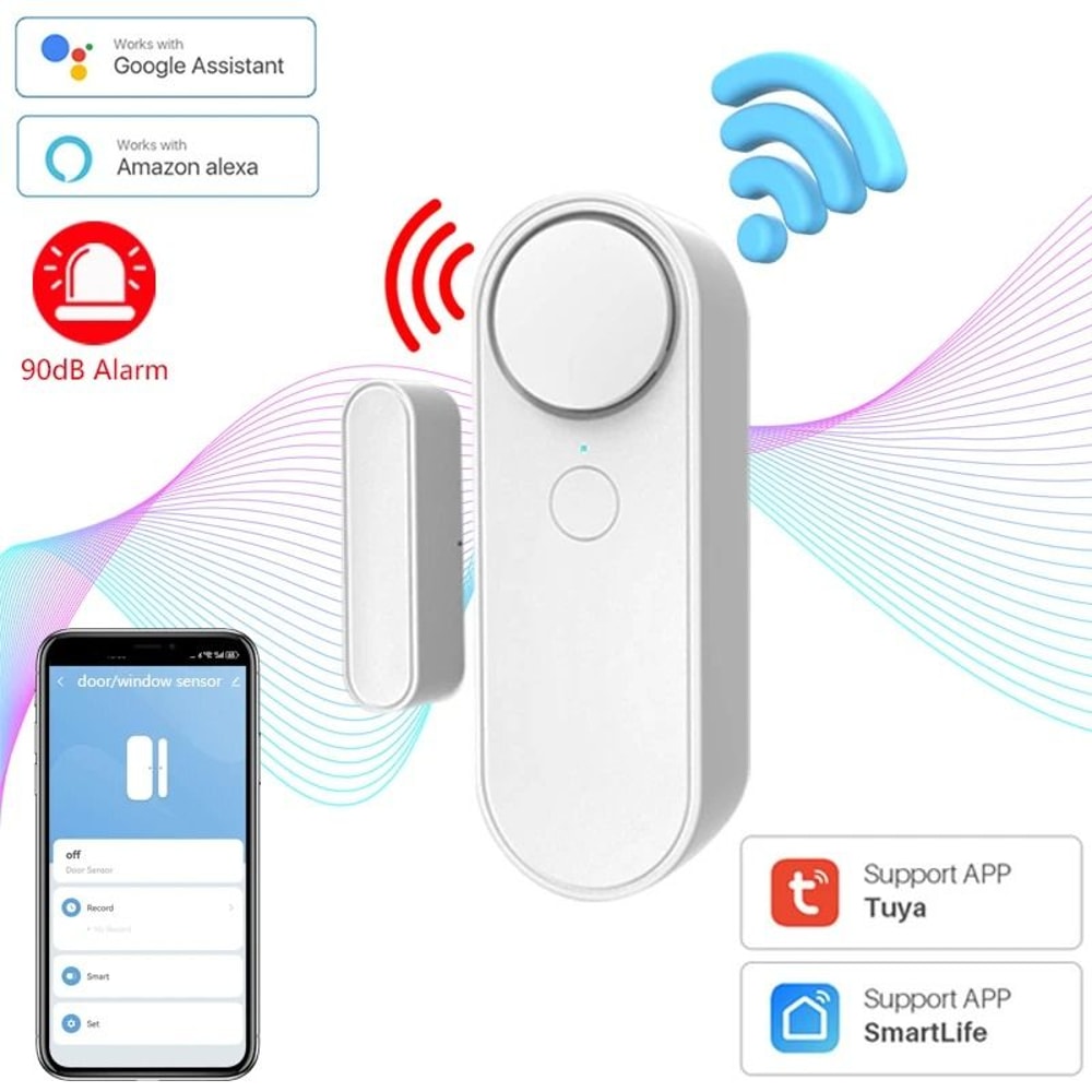 Tuya WiFi Door Sensor Smart Window Entry Alarm With Built In Siren For Home Security 8